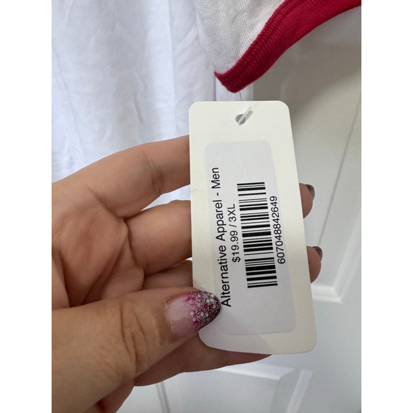 Men's Alternative Apparel White Red Ringer Short Sleeve Tee 3XL - Picture 2 of 5